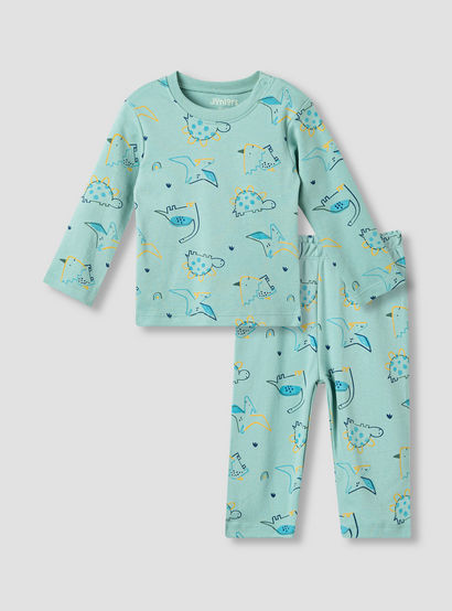 Juniors Dinosaur Print T-shirt and Pyjama Set-baby-boys-clothing-nightwear-pyjamasets-image-1