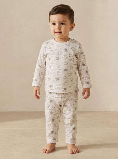 Juniors Cotton Round Neck Long Sleeves Pyjama Set with Arabic Alphabet Print-promo_babyshop_Buy3for79_UAE130126-image-1