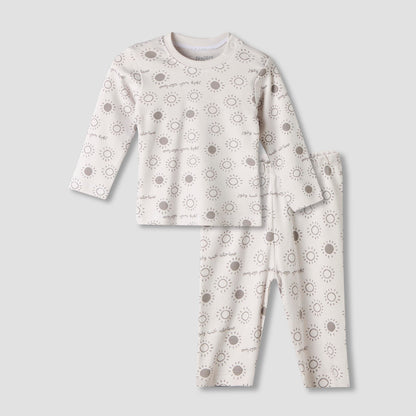 Juniors Cotton Round Neck Long Sleeves Pyjama Set with Arabic Alphabet Print