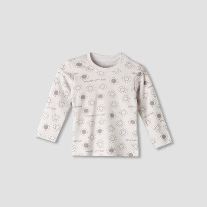 Juniors Cotton Round Neck Long Sleeves Pyjama Set with Arabic Alphabet Print