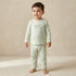 Juniors Cotton Round Neck Long Sleeves Pyjama Set with Star and Moon Print - Green / 18-24 mths