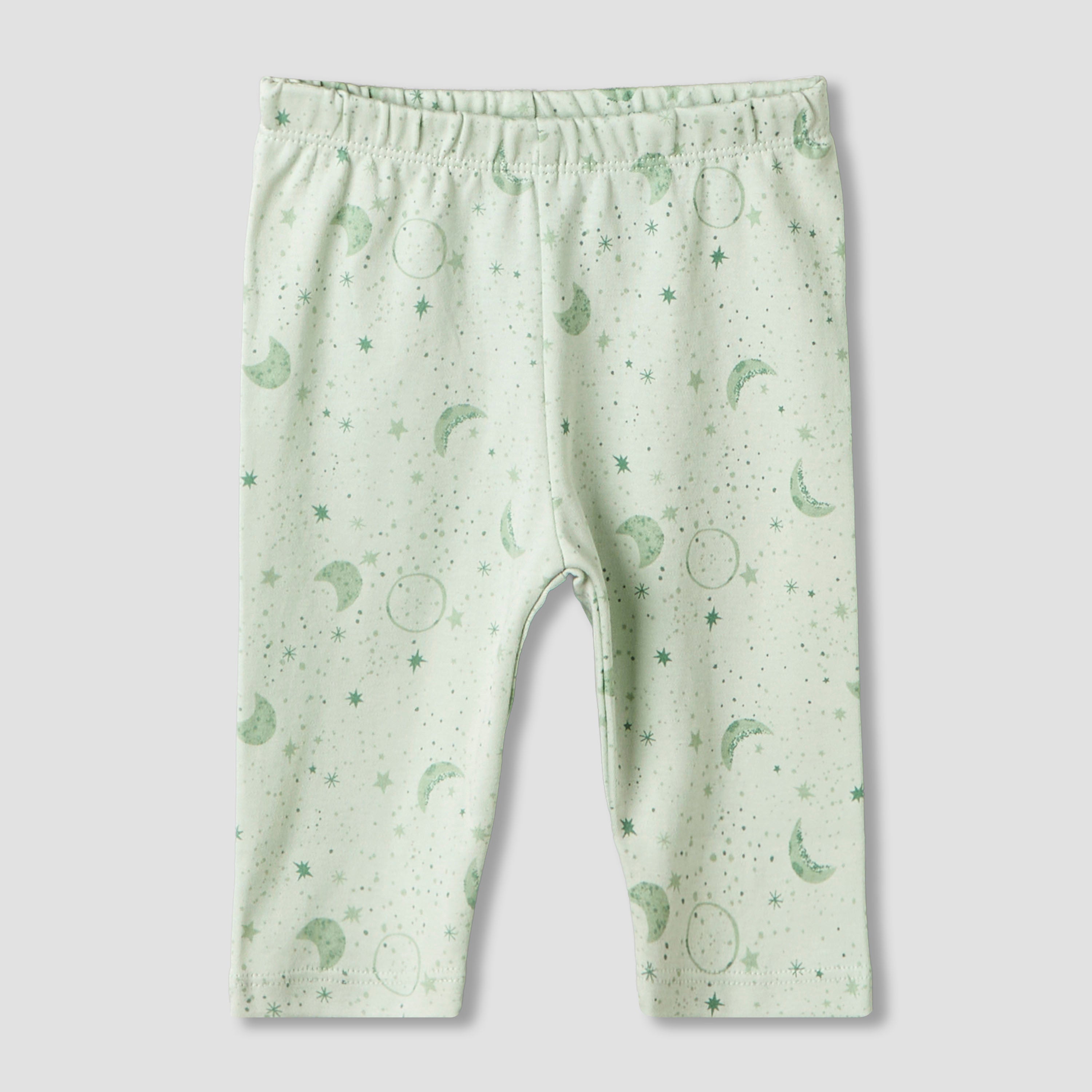 Juniors Cotton Round Neck Long Sleeves Pyjama Set with Star and Moon Print