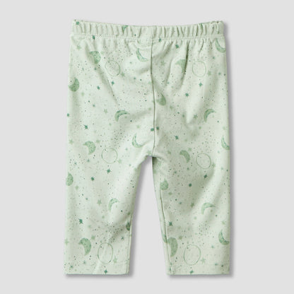 Juniors Cotton Round Neck Long Sleeves Pyjama Set with Star and Moon Print