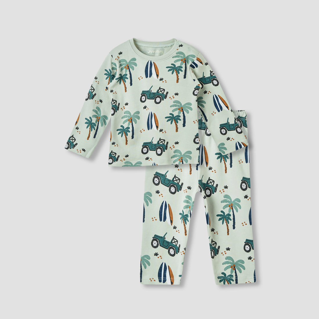 Juniors Printed T-shirt and Pyjama Set - Green / 12-18 mths