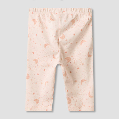 Juniors Cotton Round Neck Long Sleeves Pyjama Set with Star and Moon Print