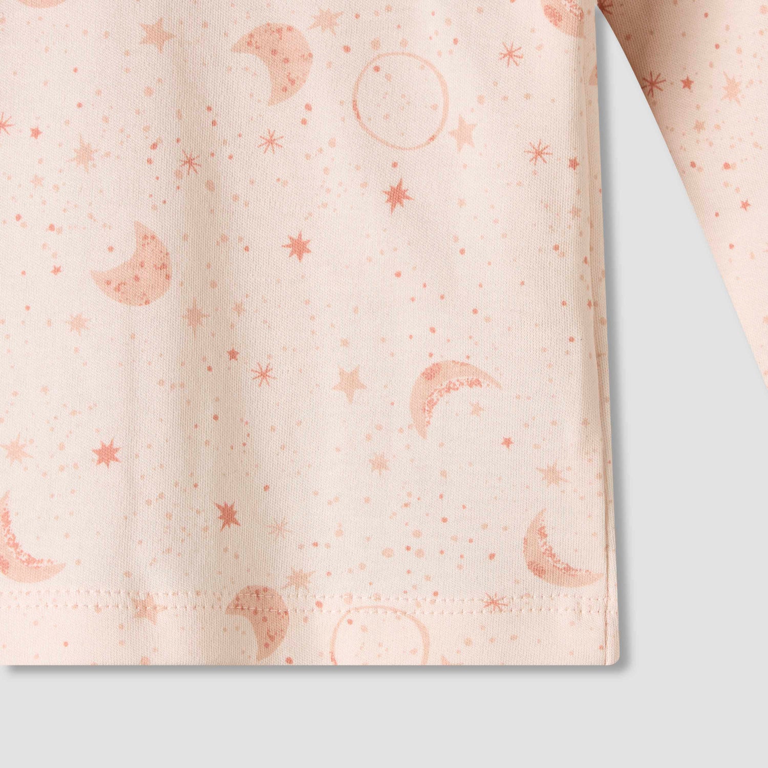 Juniors Cotton Round Neck Long Sleeves Pyjama Set with Star and Moon Print