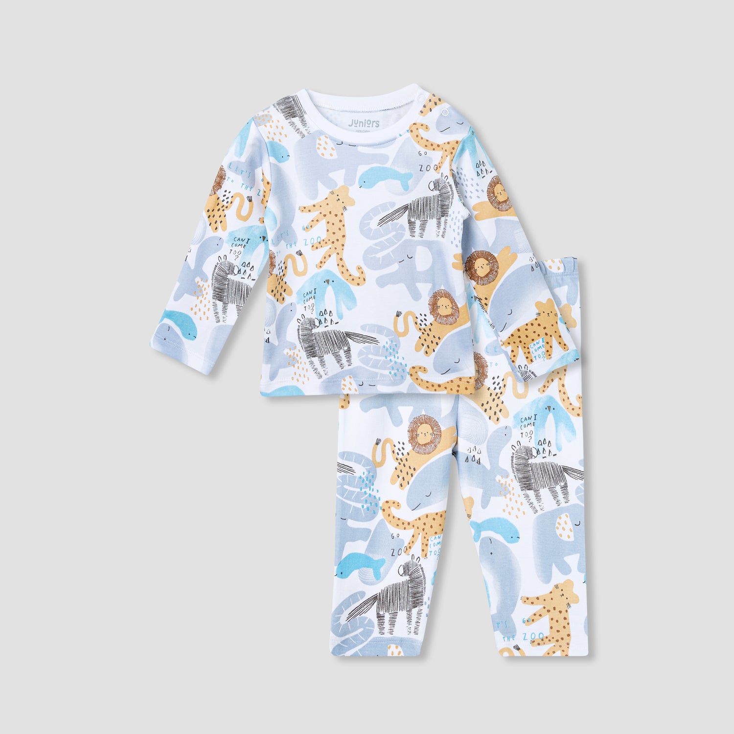 Juniors Pyjama Set with Bear Print - Cotton - Long Sleeves - Round Neck