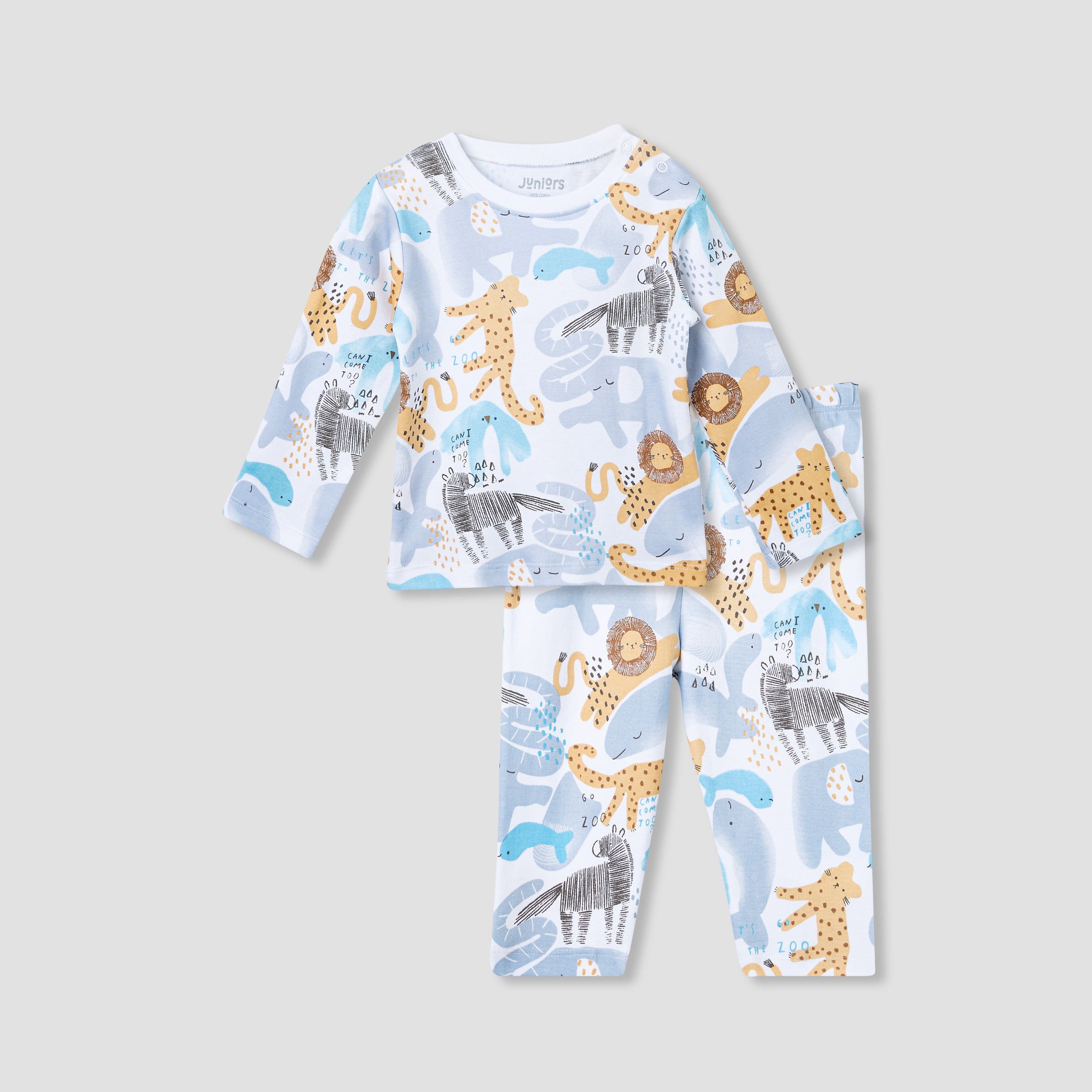Juniors Pyjama Set with Bear Print - Cotton - Long Sleeves - Round Neck