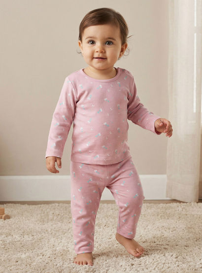 Juniors Pyjama Set with Floral Print - Cotton - Long Sleeves-promo_babyshop_Buy3for79_UAE130126-image-1