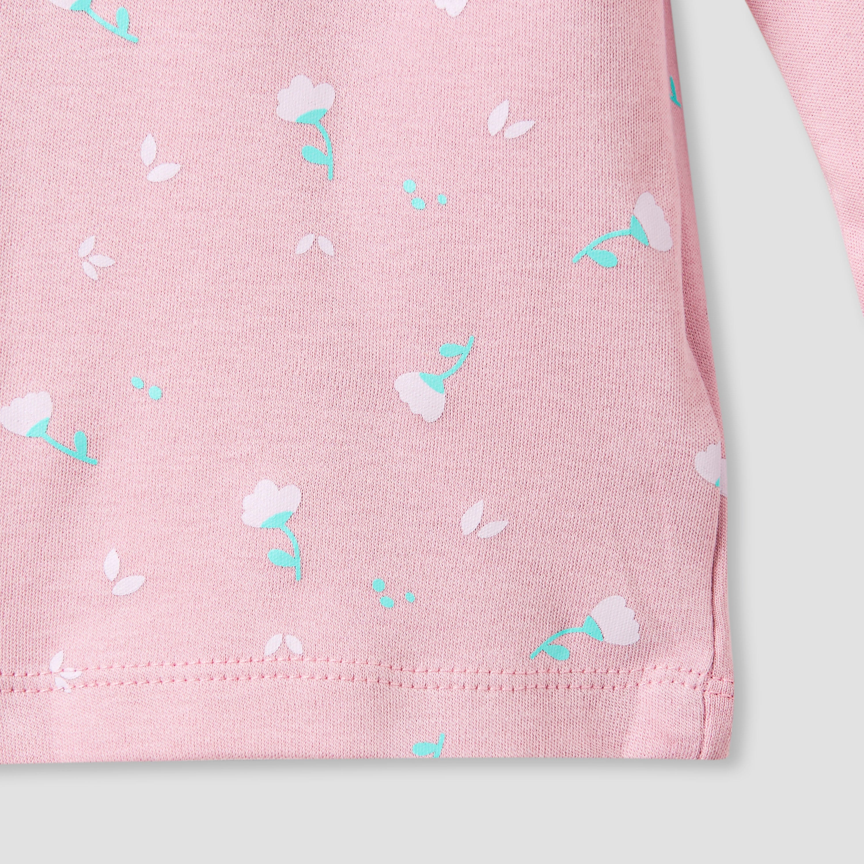 Juniors Pyjama Set with Floral Print - Cotton - Long Sleeves