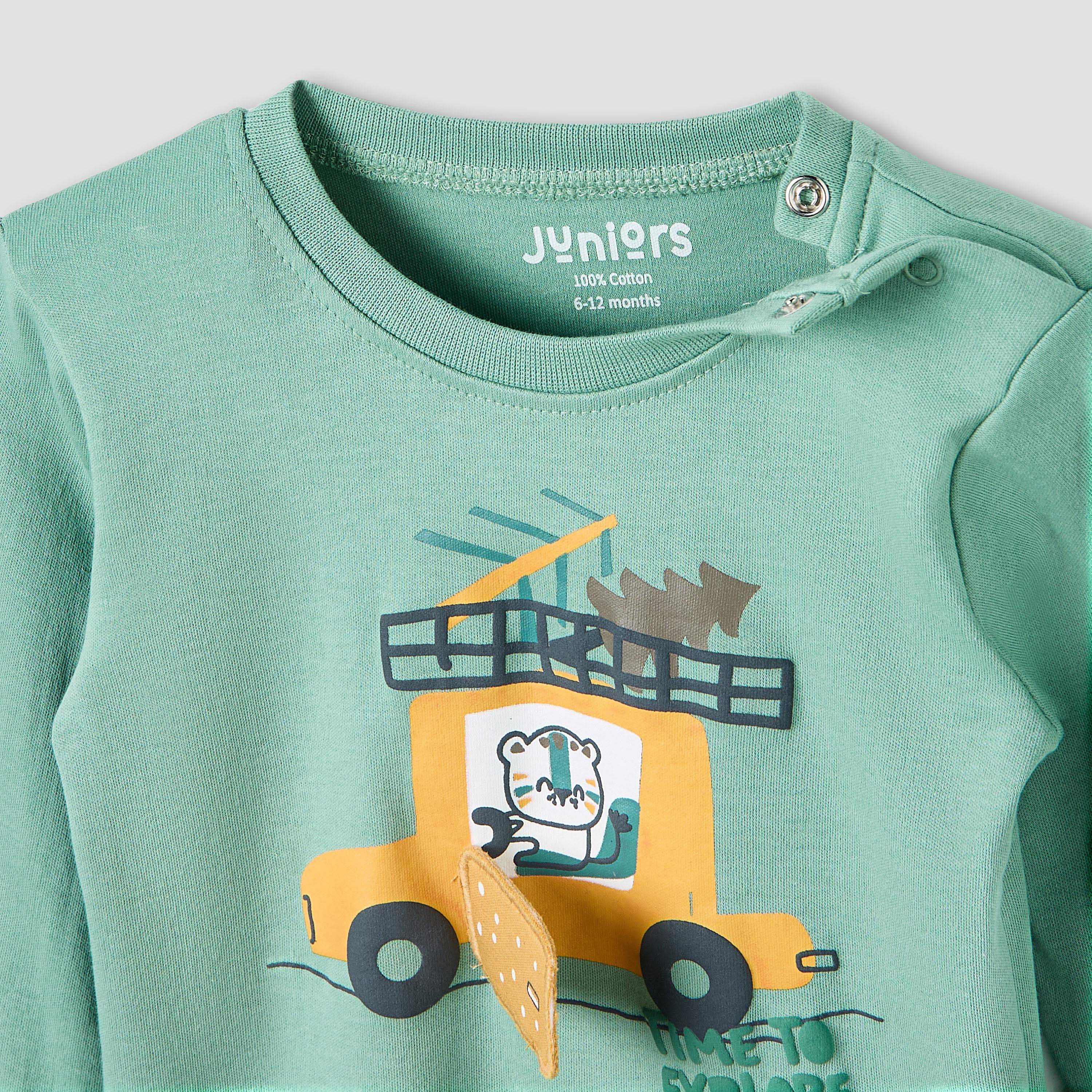 Juniors Pyjama Set with Print - Cotton - Long Sleeves - Round Neck