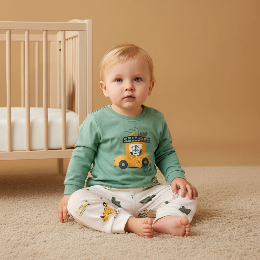 Juniors Pyjama Set with Print - Cotton - Long Sleeves - Round Neck