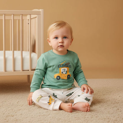 Juniors Pyjama Set with Print - Cotton - Long Sleeves - Round Neck