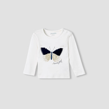 Juniors Pyjama Set with Butterfly Applique - Cotton - Long Sleeves - Round Neck