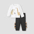 Juniors Pyjama Set with Dinosaur Print - Cotton - Long Sleeves - Round Neck - White / 12-18 mths