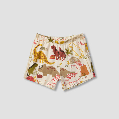 Pack of 2 Juniors Crew Neck Short Sleeves T-shirt and Shorts Set with Safari Print