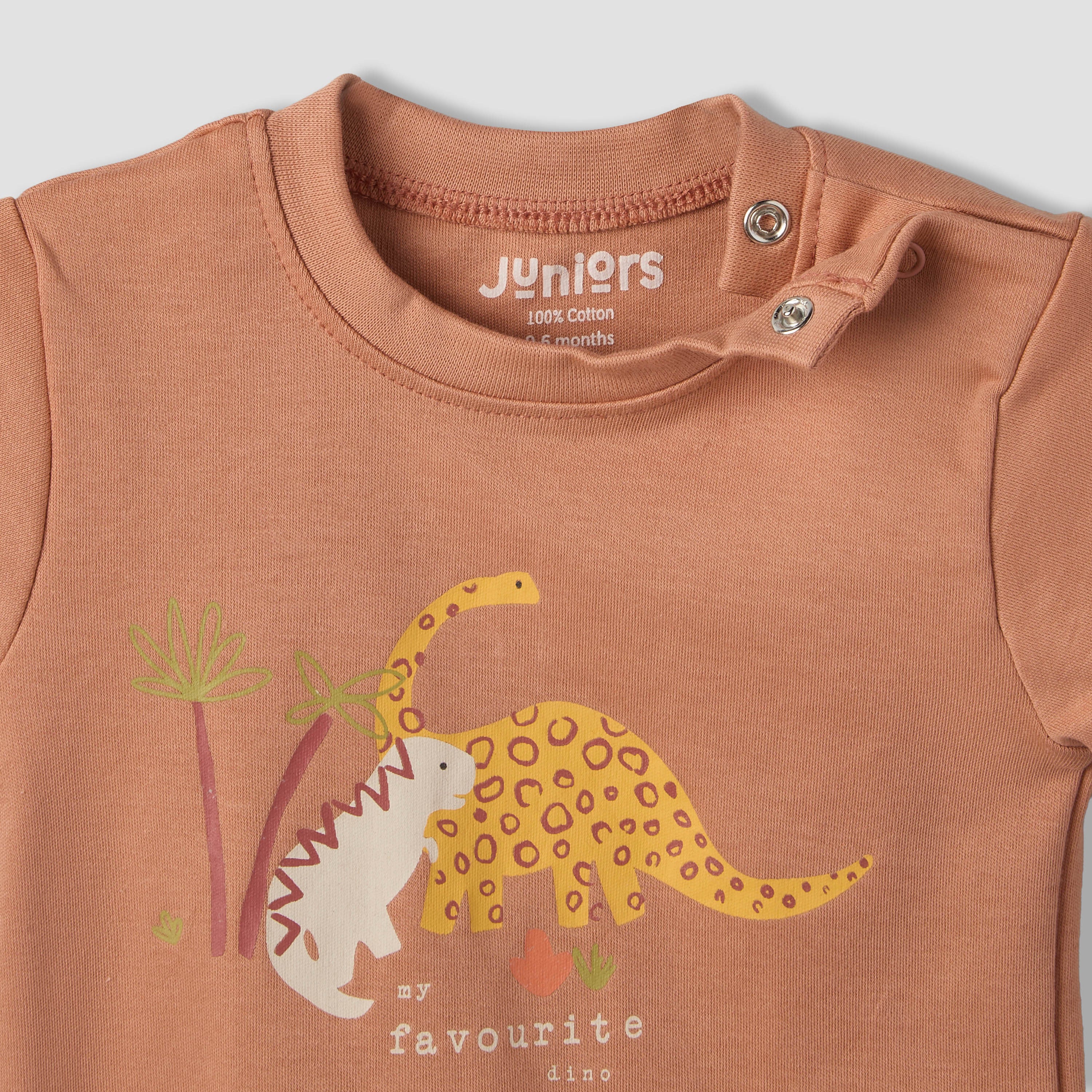Pack of 2 Juniors Crew Neck Short Sleeves T-shirt and Shorts Set with Safari Print
