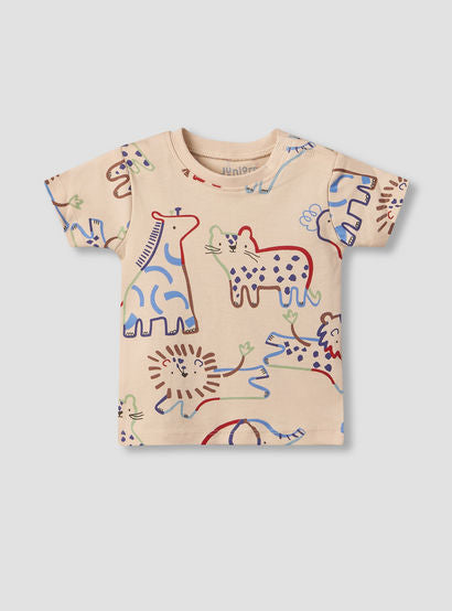 Pack of 2 Juniors Crew Neck Short Sleeves T-shirt and Shorts Set with Safari Print-baby-boys-clothing-setsandcoords-image-3