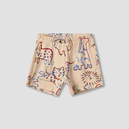 Pack of 2 Juniors Crew Neck Short Sleeves T-shirt and Shorts Set with Safari Print