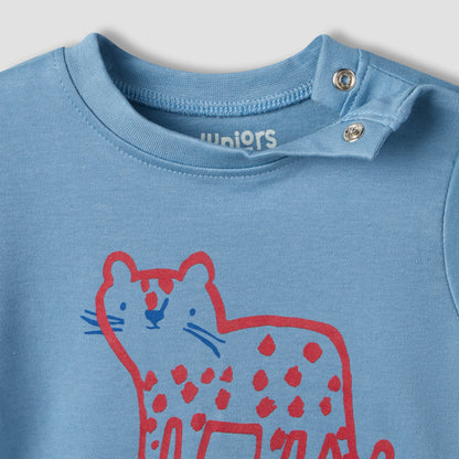 Pack of 2 Juniors Crew Neck Short Sleeves T-shirt and Shorts Set with Safari Print
