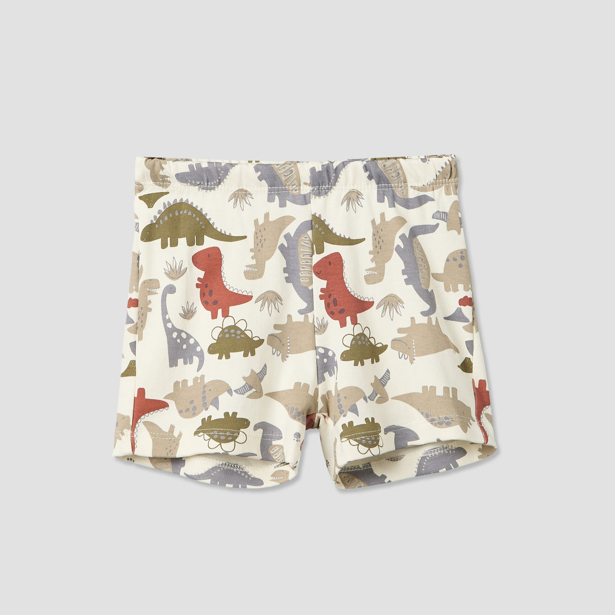 Pack of 2 Juniors Round Neck Short Sleeves T-shirt and Shorts Set with Dinosaur Print