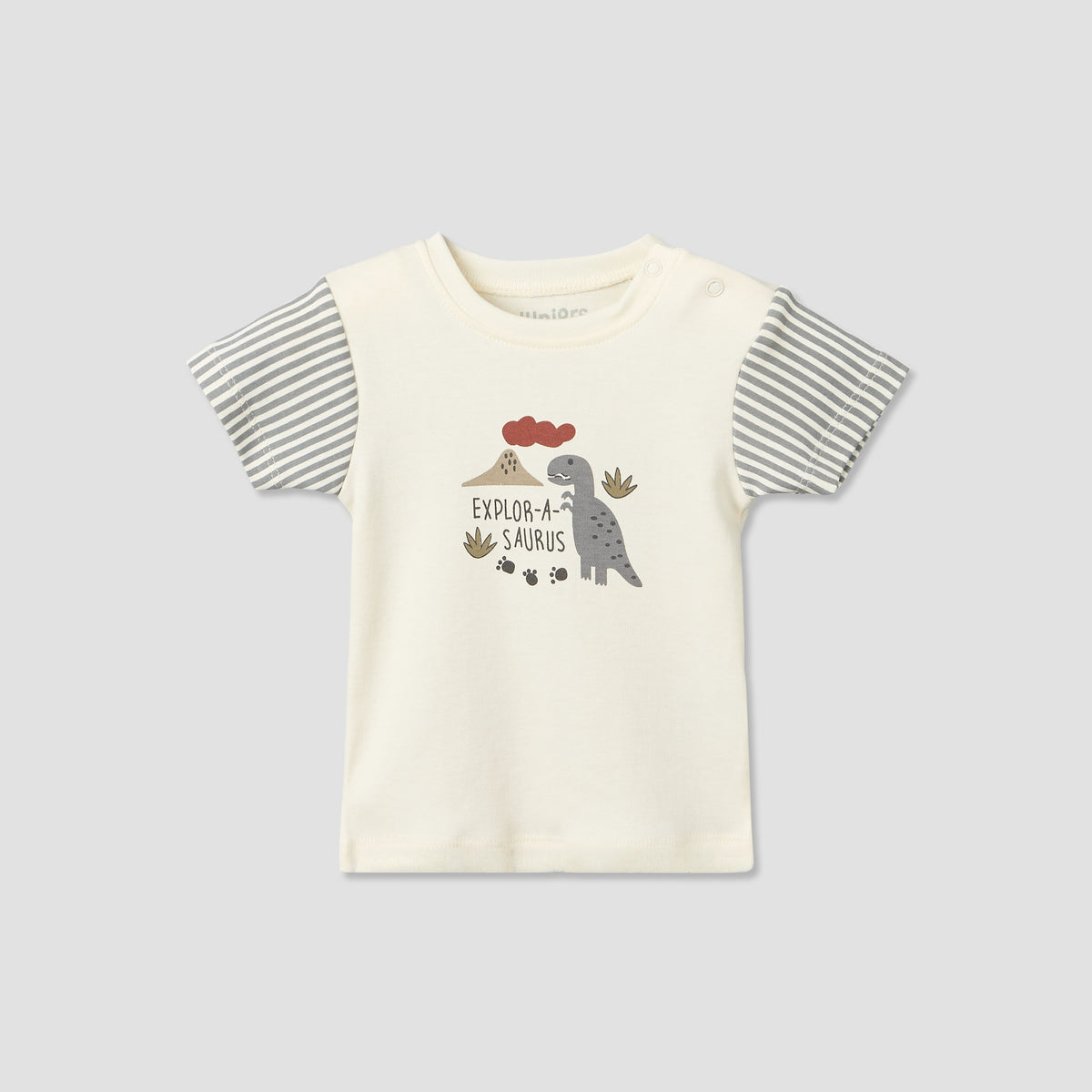 Pack of 2 Juniors Round Neck Short Sleeves T-shirt and Shorts Set with Dinosaur Print