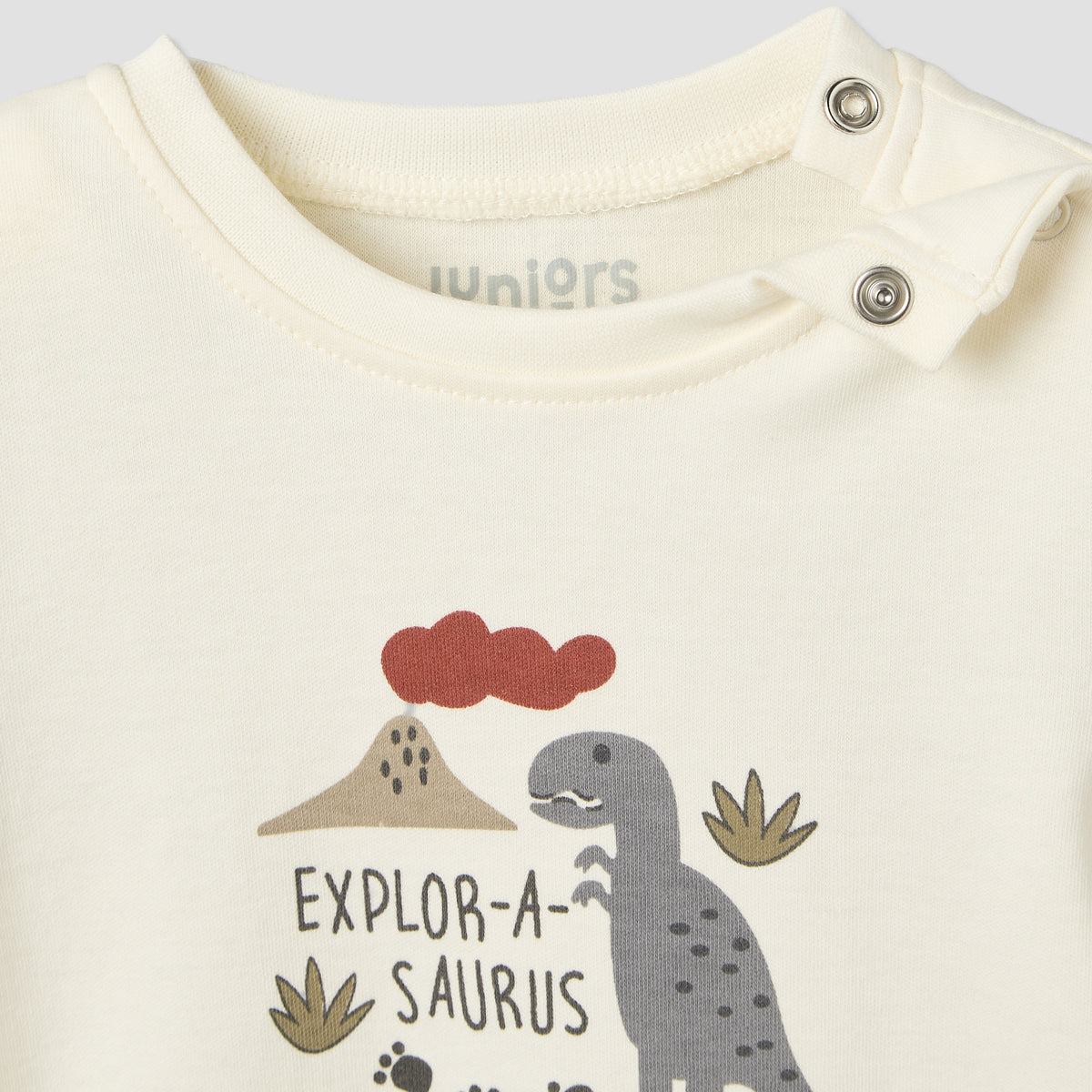 Pack of 2 Juniors Round Neck Short Sleeves T-shirt and Shorts Set with Dinosaur Print
