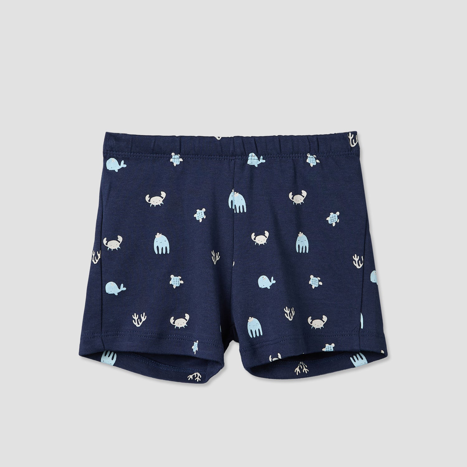 Pack of 2 Juniors Round Neck Short Sleeves T-shirt and Shorts Set with Underwater Print