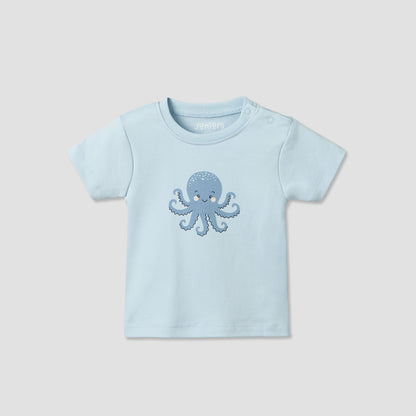 Pack of 2 Juniors Round Neck Short Sleeves T-shirt and Shorts Set with Underwater Print
