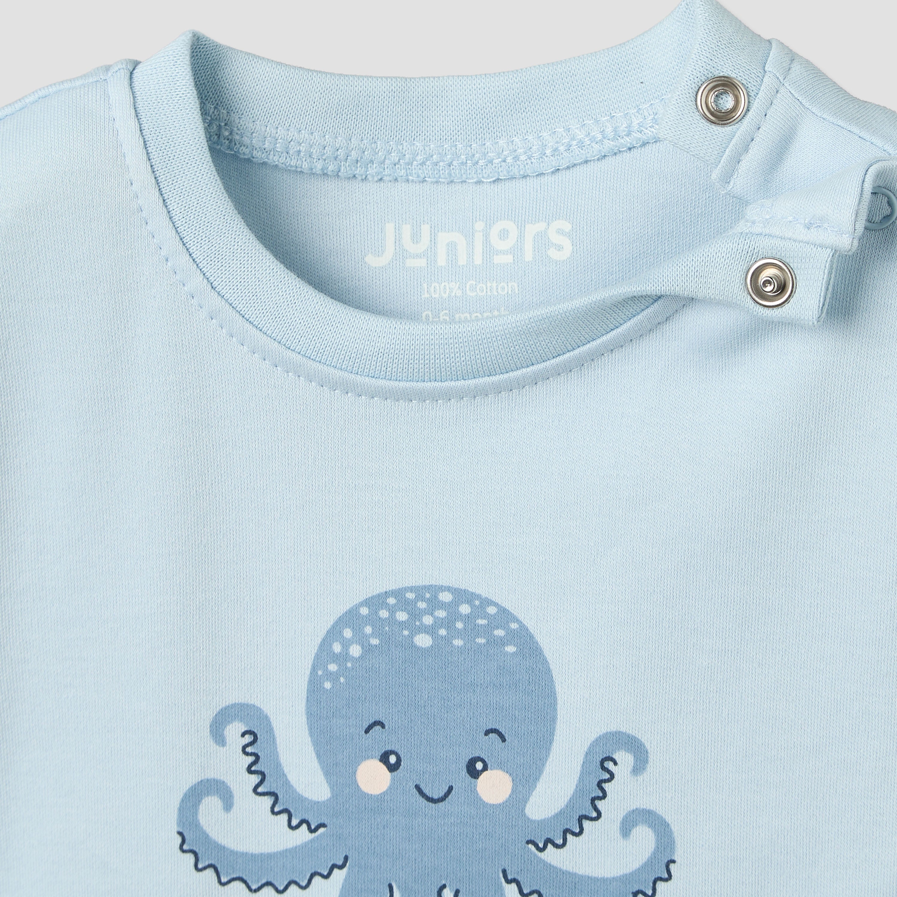 Pack of 2 Juniors Round Neck Short Sleeves T-shirt and Shorts Set with Underwater Print