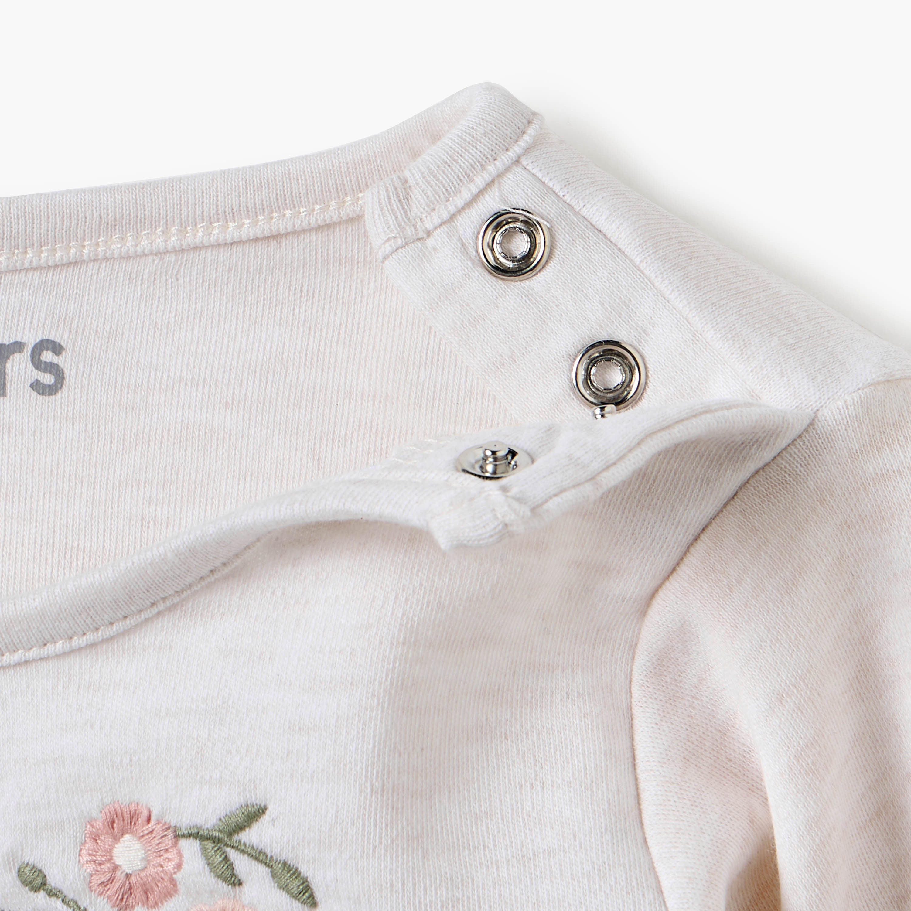 Juniors Floral Embroidered Top and Pyjama Set