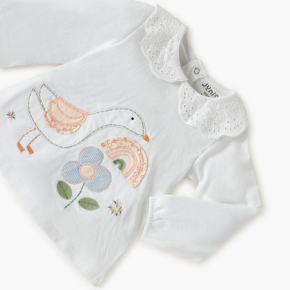 Juniors Embroidered Top and Pyjama Set