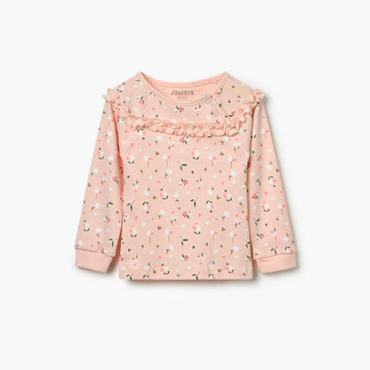 Juniors Floral Print Sweatshirt and Pyjama Set