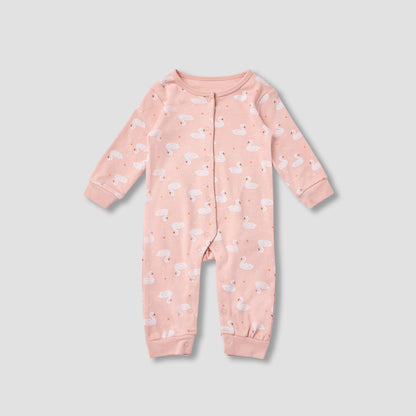 Juniors Swan Print Sleepsuit with Bib and Blanket