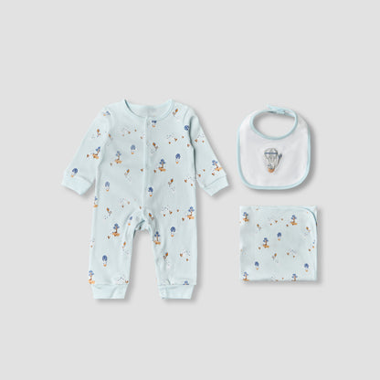 Set of 3 Juniors Clothing Gift Set with Print - Blue / 0-3 mths