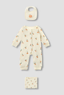 Juniors Printed Sleepsuit with Bib and Blanket-undefined-image-1
