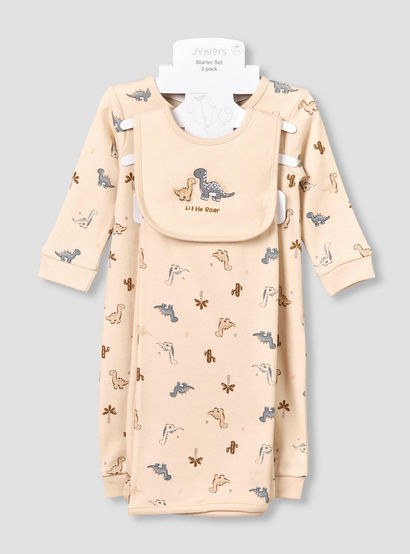 Set of 3 Juniors Clothing Gift Set with Dinosaur Print-baby-boys-clothing-setsandcoords-image-1
