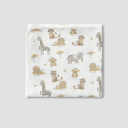 Juniors Wild Animal Print Sleepsuit with Bib and Blanket