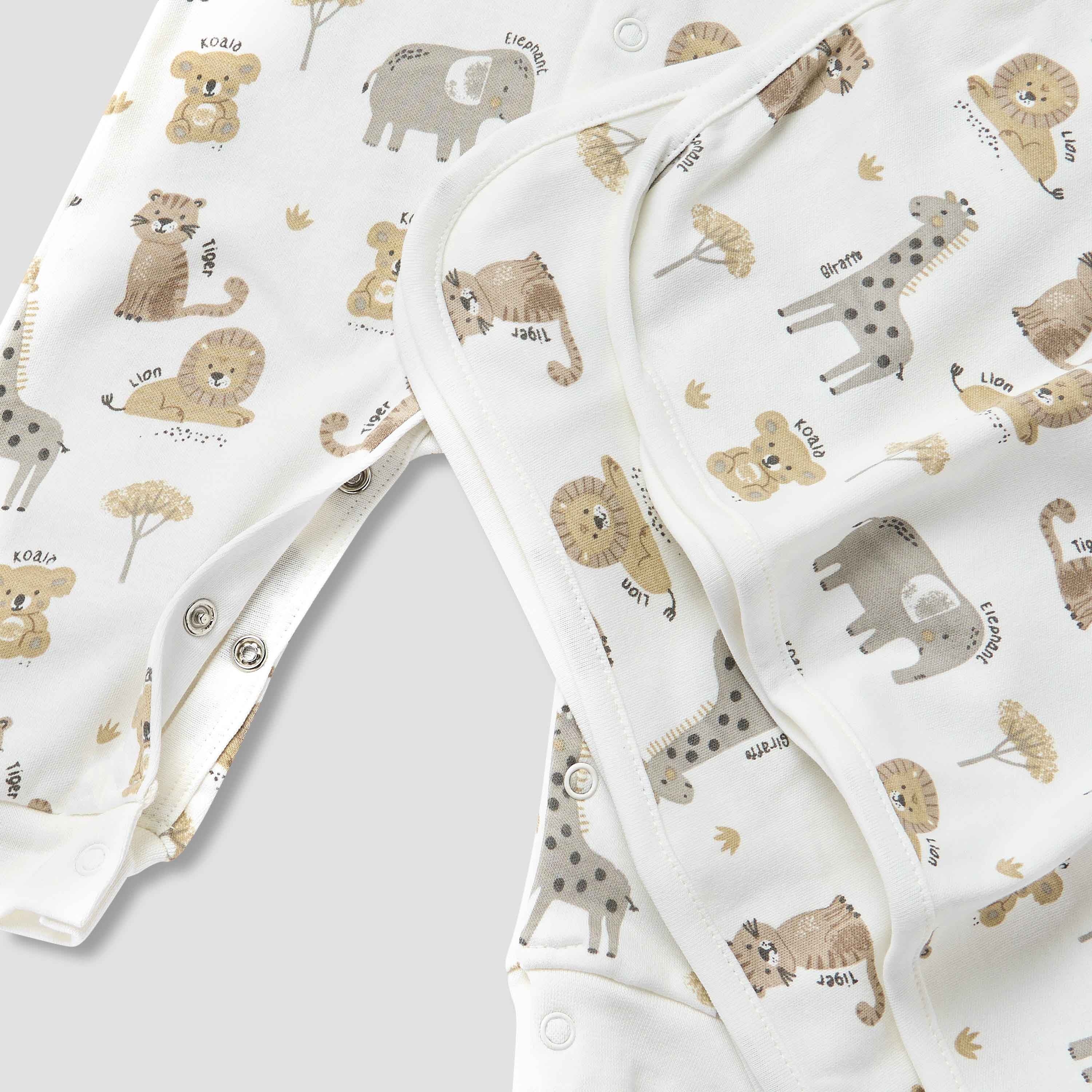 Juniors Wild Animal Print Sleepsuit with Bib and Blanket