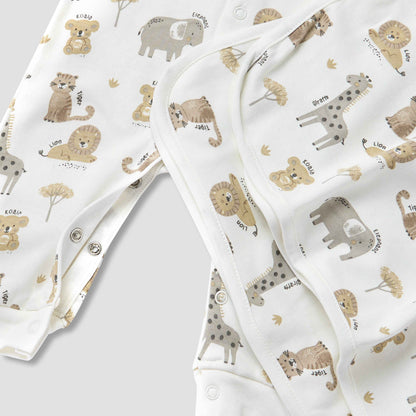 Juniors Wild Animal Print Sleepsuit with Bib and Blanket