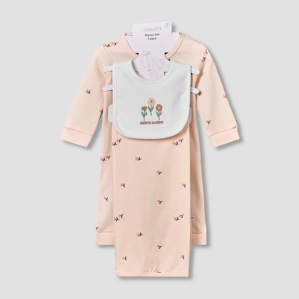 Set of 3 Juniors Clothing Gift Set with Floral Print - Multicolour / 0-3 mths