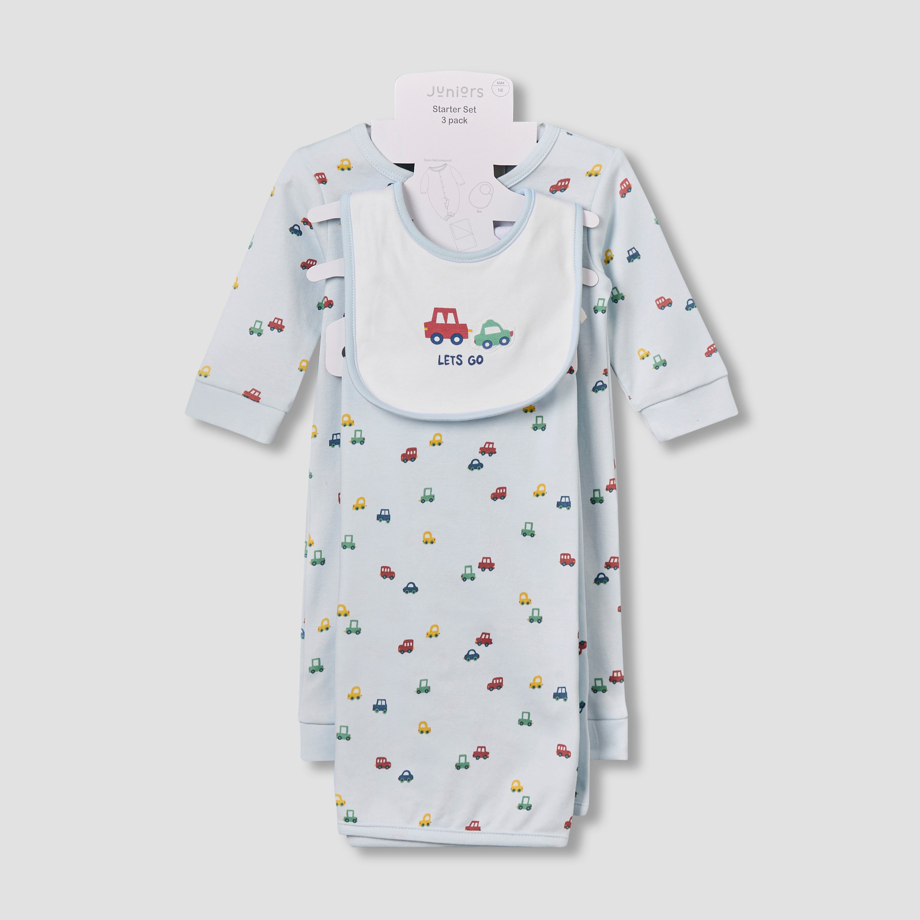 Set of 3 Juniors Clothing Gift Set with Vehicle Print