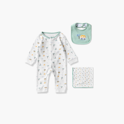 Set of 3 Juniors Clothing Gift Set with Print - White / 0-3 mths