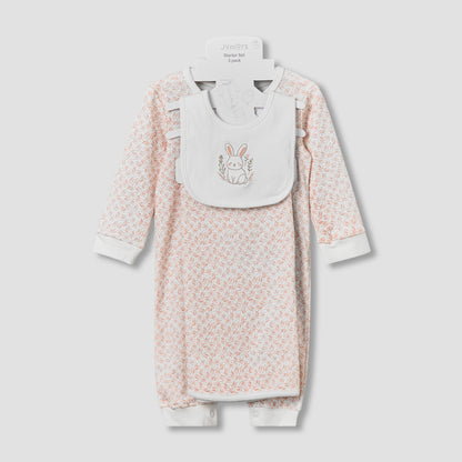 Set of 3 Juniors Clothing Gift Set with Floral Print - Multicolour / 0-3 mths