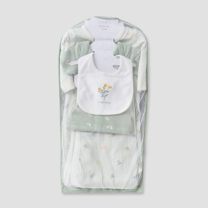 Set of 6 Juniors Clothing Gift Set with Floral Print - Green / 0-3 mths