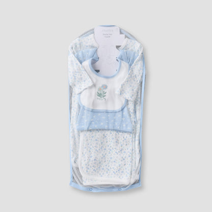Set of 6 Juniors Clothing Gift Set with Floral Print - Blue / 0-3 mths