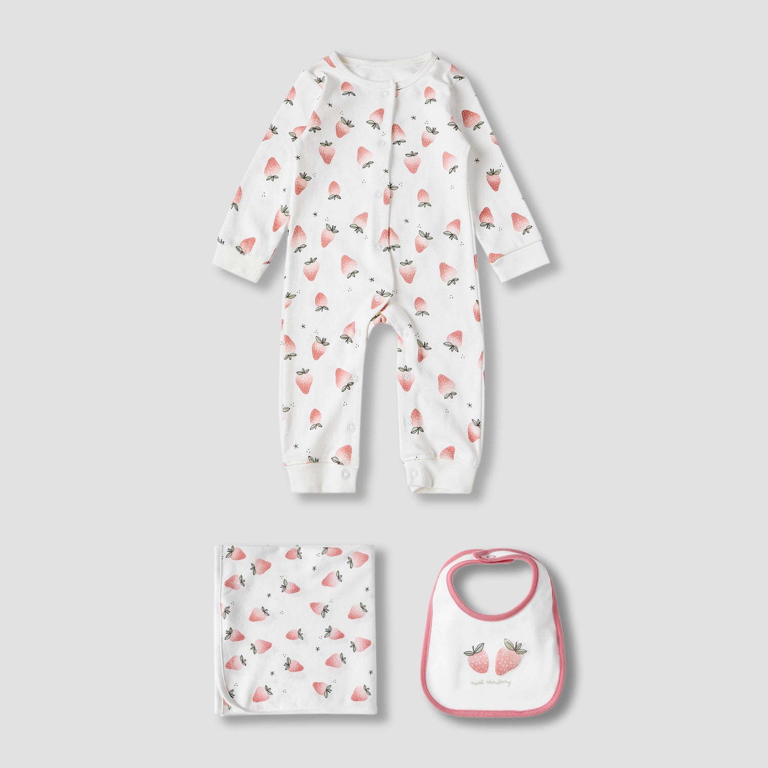 Set of 3 Juniors Clothing Gift Set with Snap Button Closure - White / 0-3 mths
