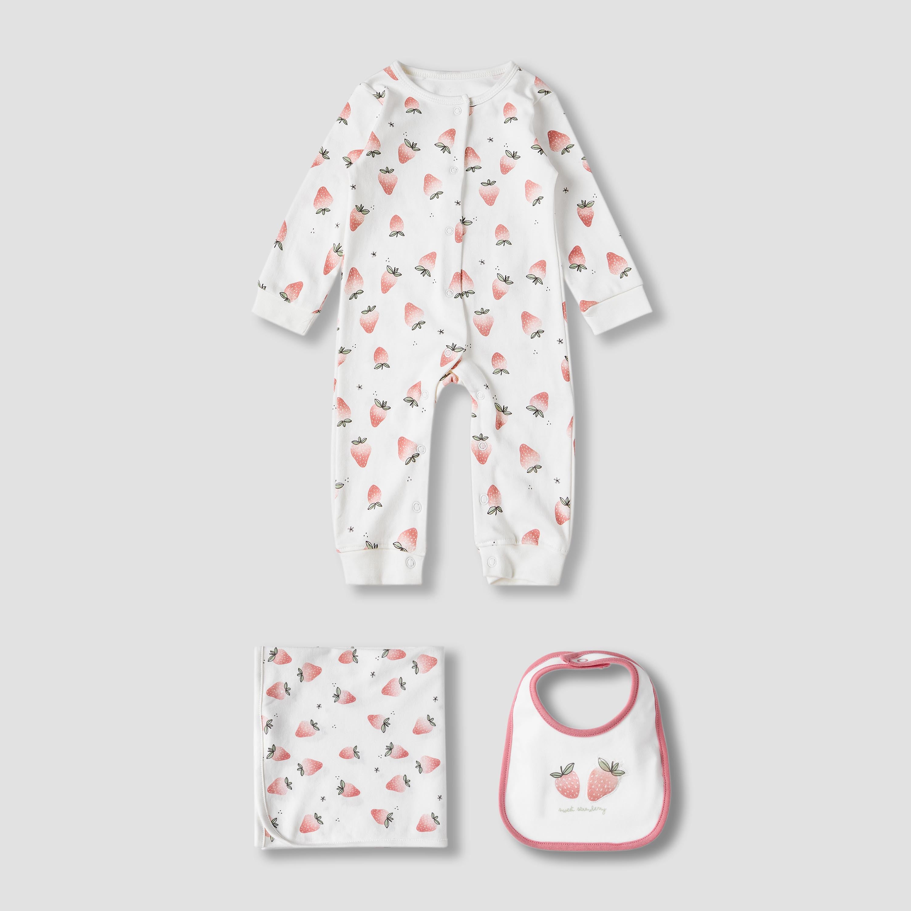 Set of 3 Juniors Clothing Gift Set with Snap Button Closure - White / 0-3 mths