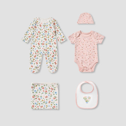 Juniors 6-Piece Floral Print Clothing Gift Set - Pink / 3-6 mths