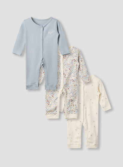 Juniors Printed Sleepsuit with Long Sleeves - Set of 3-baby-girls-clothing-nightwear-sleepsuits-image-1
